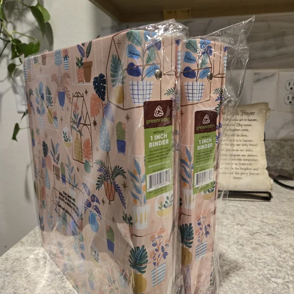 Pink Floral Office Binders with Protective Cover