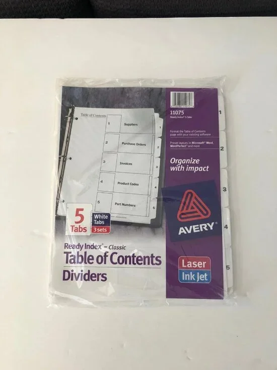 Avery Ready Index Dividers 5 Tabs Customizable Table Of Contents 3 Sets