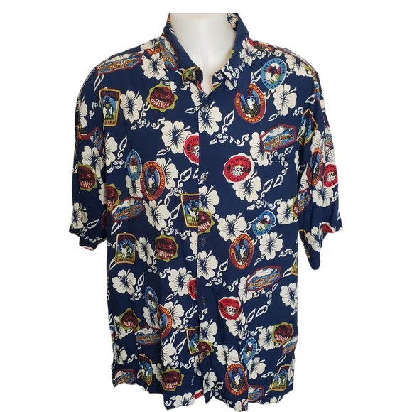 Big Dogs Shirt Men's Hawaiian Floral Short Sleeve Button Up Surf Hotel Size 3X