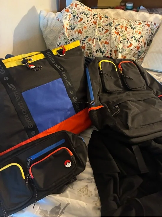 Pokemon Black Backpack Set with Blue, Yellow & Orange Accents