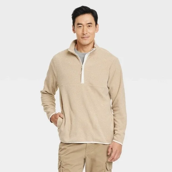 Goodfellow And Co Men's 1/2 Zip Pullover Tan XL