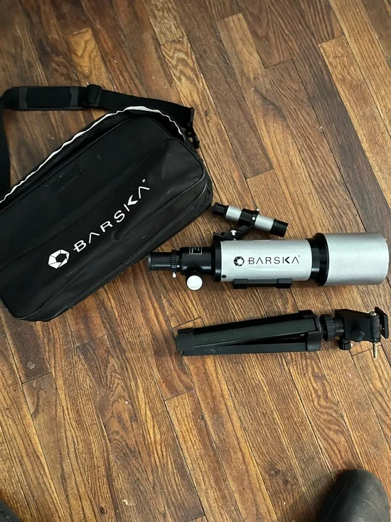 Silver and Black Telescope with Carry Case