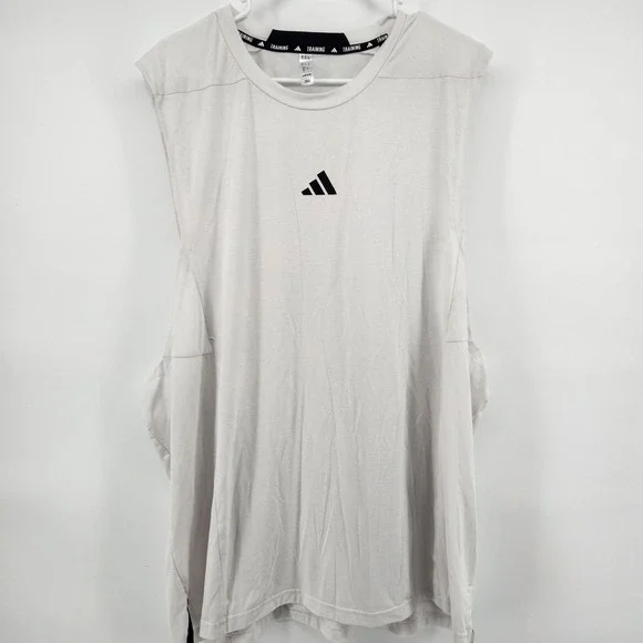 Adidas Training Sleeveless Tank Top Men's Beige Athletic Performance Shirt 2XL