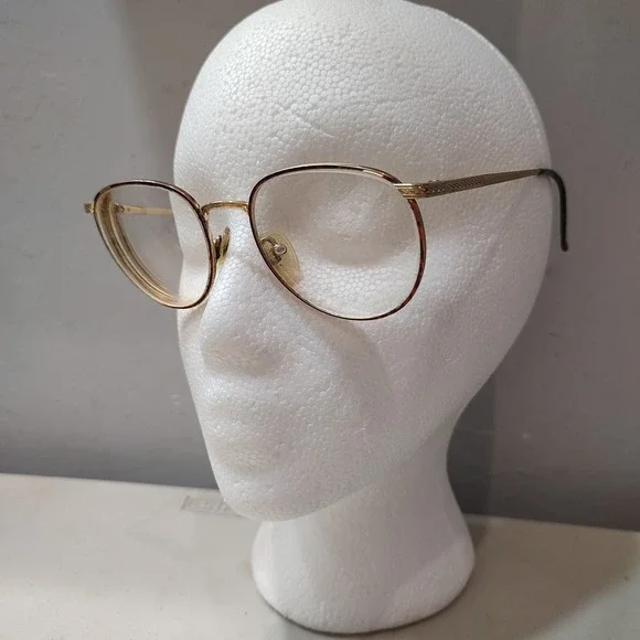 Mirari‎ Italy Vintage Gold Metal Eyeglasses 55-19 Oval 90s Luxury Optical Frame