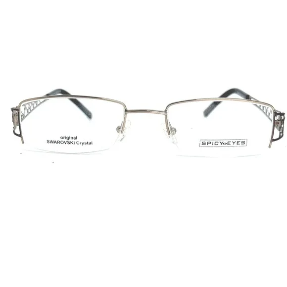 Spicy Eyes SE 530 BR Eyeglasses Frames Brown Silver Swarovski Crystal 48-17