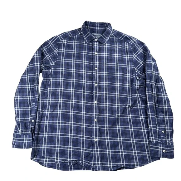 Vineyard Vines Shirt Mens Large Blue Plaid Flannel Cotton Cashmere Button Down