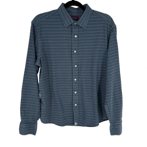 UNTUCKit Palmer Button Down Shirt Mens Medium Blue‎ Striped Jersey Cotton