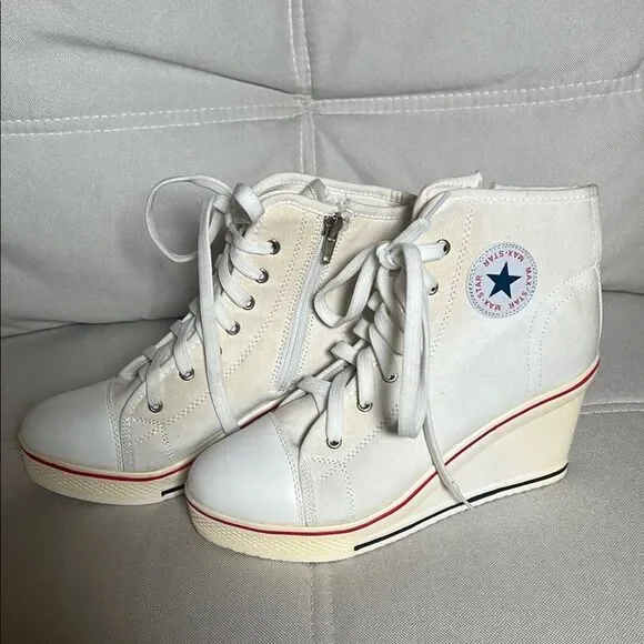 Max Star YuFu Star Woman’s White Wedge High-Top Size 6 EU 39