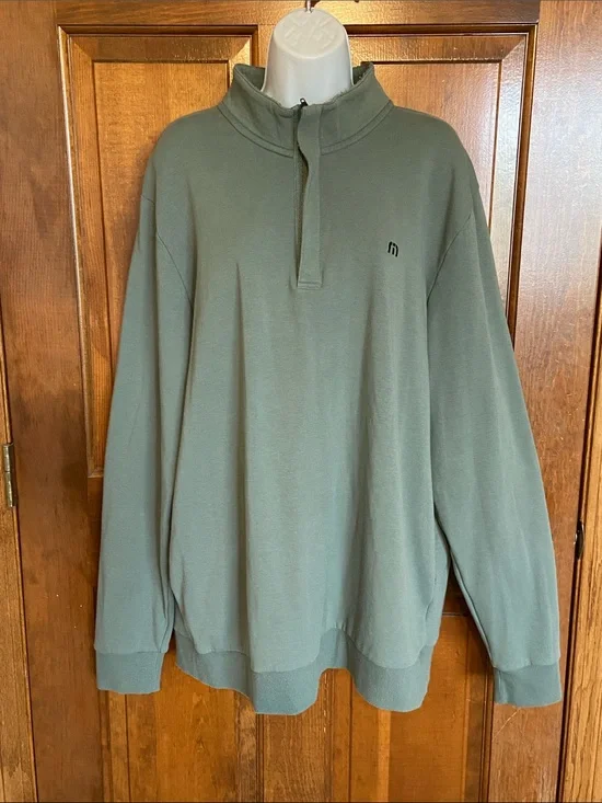 TravisMathew Cloud 2.0 Quarter Zip Pullover olive green Golf Casual Size X Large