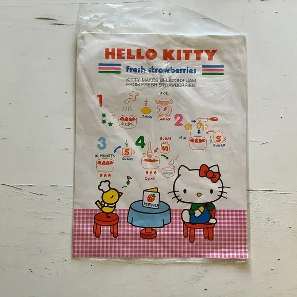 Vintage Sanrio Hello Kitty strawberries recipe book cover - ONE cover only