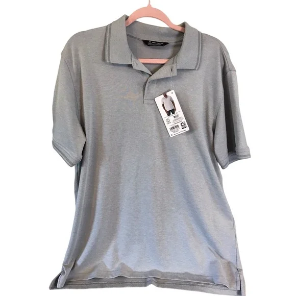 Men's Lt Gray Classic Fit Stretch Cotton Pique‎ Polo Size Medium Member's Mark