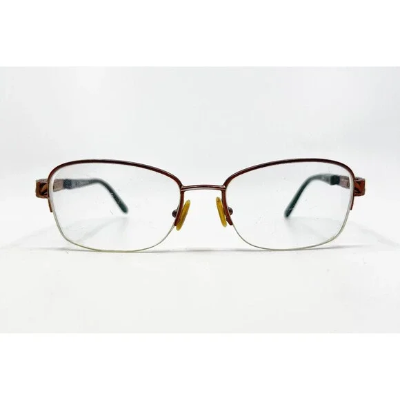 Splendor Eyeglasses Womens Brown Semi-Rimless Floral Temple SP 4003 52-17-135