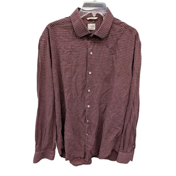Culturata Italy Tailored Fit Button Down Shirt Lightweight Check Cotton- XL