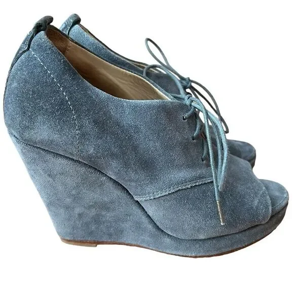 rag & bone Sahara Suede Open Toe Wedge Lace Up Heel Size 37 US 6.5