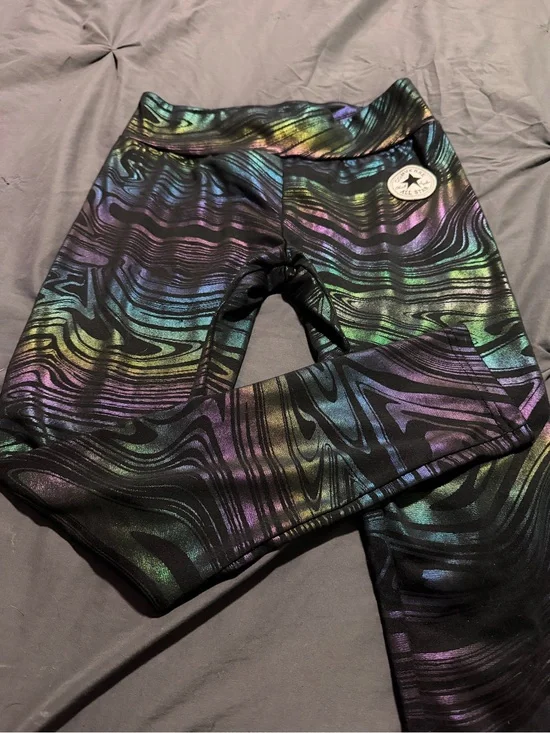 Converse Kids Metallic Swirl Leggings - Black with Iridescent Colors