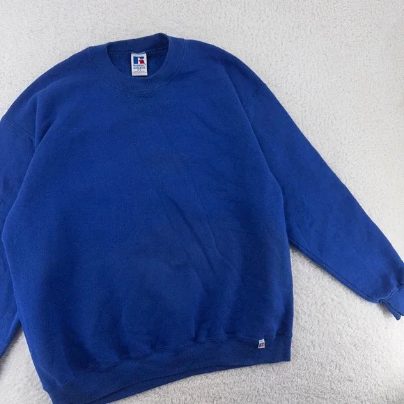 vintage 90s BLANK BLUE RUSSELL ATHLETIC CREWNECK SWEATSHIRT LARGE/XL made in usa