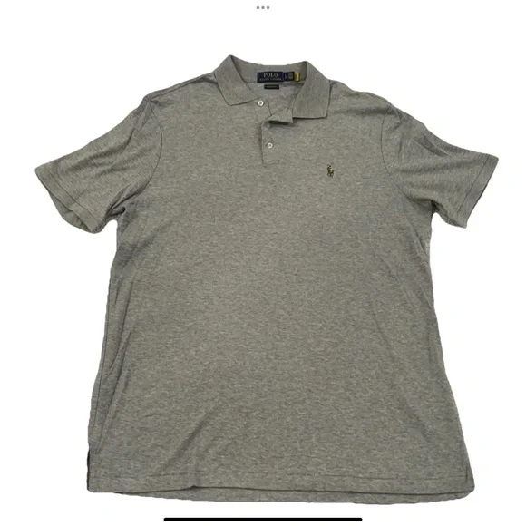 Polo Ralph Lauren Heather Gray Knit Iconic Polo Shirt Classic Fit Men’s Large