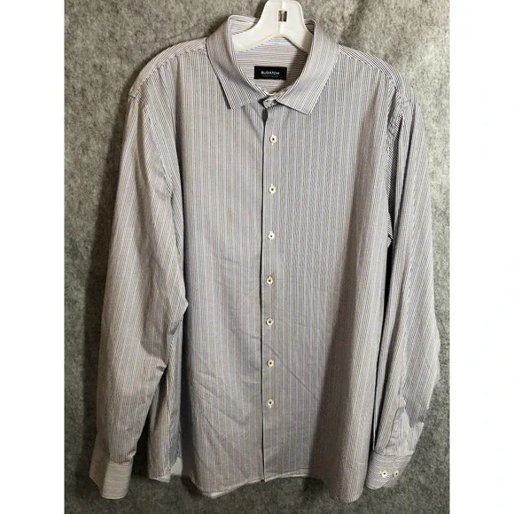 Bugatchi Shirt Mens Extra Large Stripe Ooohcotton Tech Career Casual Office