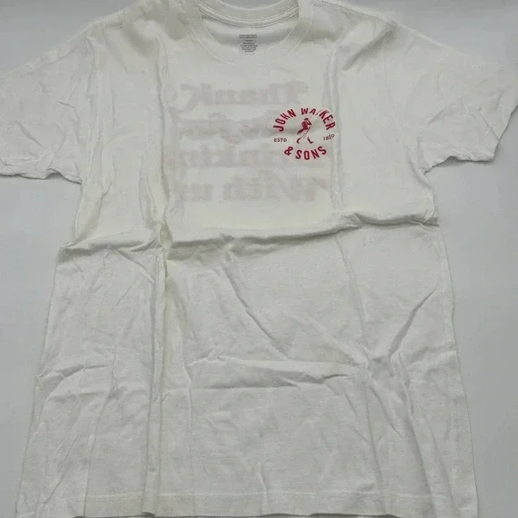 John Walker & Sons Men's T-Shirt White Red Thank You For Drinking with Us Size L