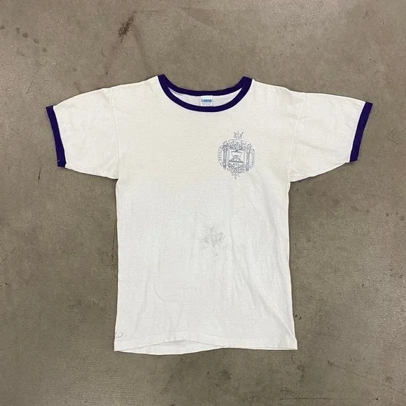 Vintage 70s US Naval Academy‎ USNA USN Champion Blue Bar Military Navy T-Shirt M