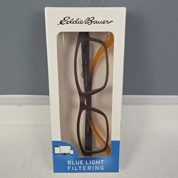 Eddie Bauer Blue Light Filtering Reading Glasses Power +2.50 Brown Frame‎ New