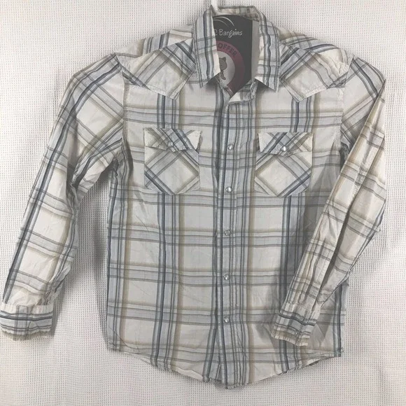 AéRopostale men's shirt Small western plaid pearl buttons rancher‎ trucker