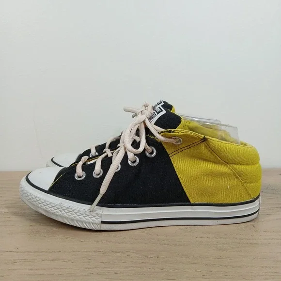 Converse Chuck Taylor All Star Mid Sneaker Unisex Junior 5.5 Black Yellow Canvas