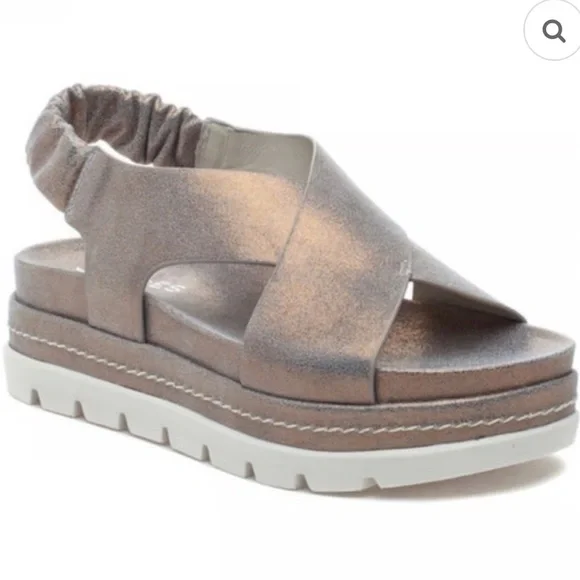 J Slides J/SLIDES‎ RESA CRISS CROSS SANDAL METALLIC BRONZE SUEDE