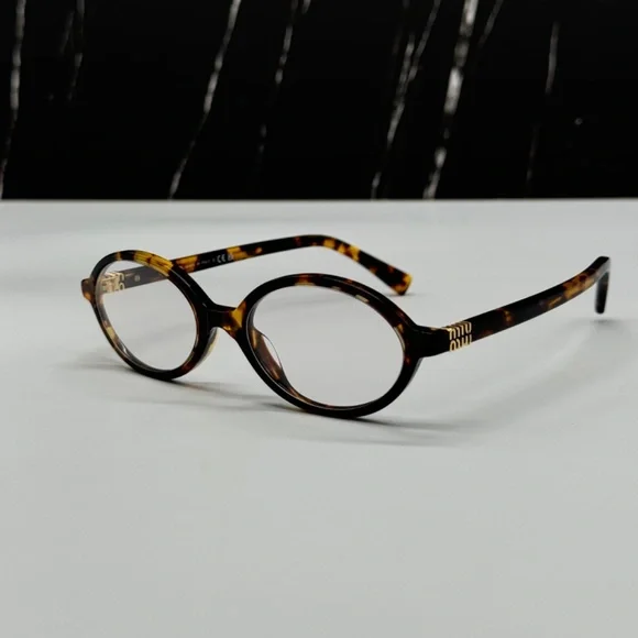 NEW MIU MIU MU04ZSF VAU08N HAVANA CLEAR MU 04ZS OVAL MU04ZSF WOMEN EYEGLASSES