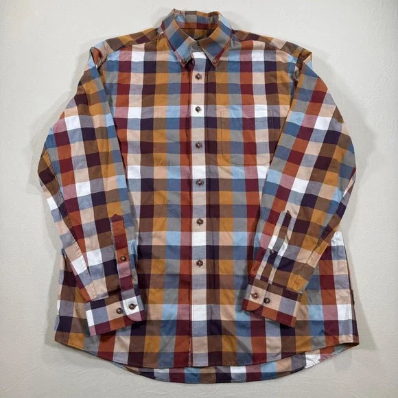 Jos. A. Bank Travelers Collection Tailored Fit Plaid Button Down Shirt Mens‎ L