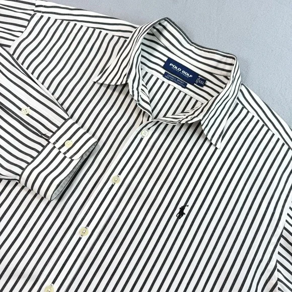 Vintage Y2K Polo Golf Ralph Lauren Men's L/S Shirt XXL Black White Lowell Sport