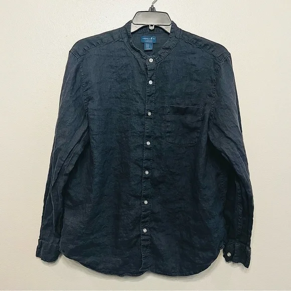 Caribbean Joe Men's Linen Casual Button Down Shirt Blue Size XL