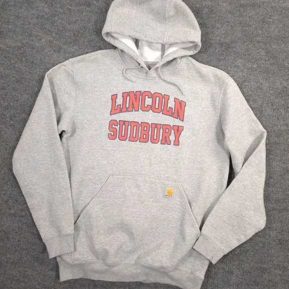 Carhartt Hoodie Mens M Gray Heather Marquette Loose Fit Lincoln Sudbury Warriors