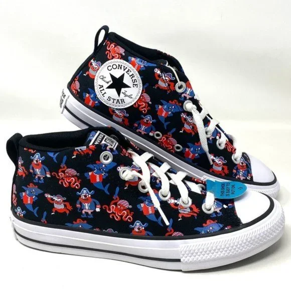 💖MEGA SALE💖Converse Ctas Street Mid Black Marina Shoes Junior Canvas 672732F