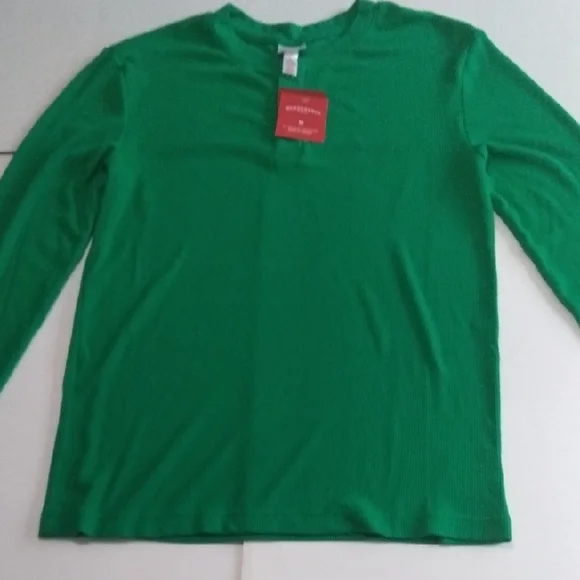 Wondershop Vibrant Green Light Thermal‎ Sleepwear Top Size Medium