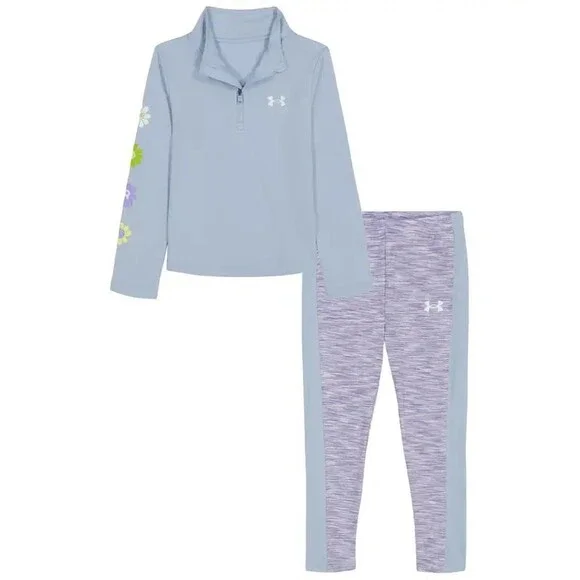 Under Armour Quarter Zipper Long-Sleeve Top and Leggings Set Girls' 6X Blue