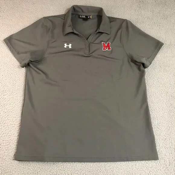 Under Armour Shirt Men Extra Large Gray Preppy Logo Polo Golf Athletic Casual