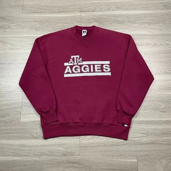Vintage ATM Aggies Sweatshirt Mens Large Red Russell Athletic 90s Crewneck NCAA