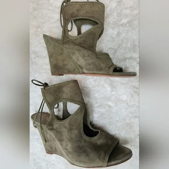 Aquazzura sexy thing suede wedges size 40(USA 9)