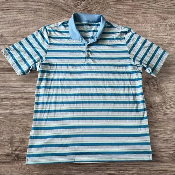 Adidas ClimaCool Blue Striped Golf Polo Men’s Size L‎