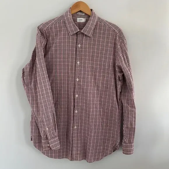 J.Crew 80’s 2 ply 100% cotton button down plaid long sleeve‎ shirt