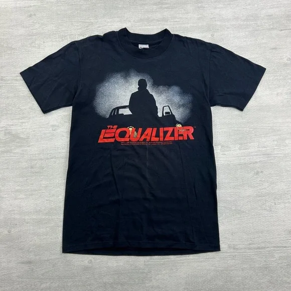 Vintage 1985 The Equalizer Shirt Size Medium Black Stedman CBS TV Drama