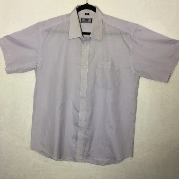 Giorgio Armani Men's Striped Short Sleeve‎ Button Up Casual Shirt **See, Read**
