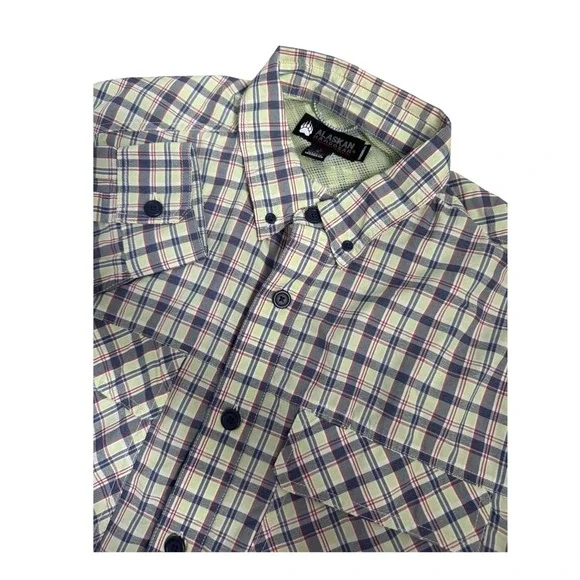Alaskan‎ Hardgear Duluth Trading Co Mens Large Plaid Coolmax Fishing Shirt Green