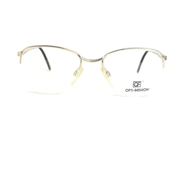 Opti-Fashion Gold Rimless‎ Eyeglass Frames Italy 50-17-130 Vintage Eyewear 22828