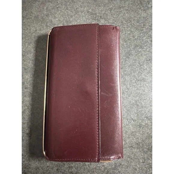Vintage Lady Swank Burgandy Leather Checkbook Wallet Made In USA