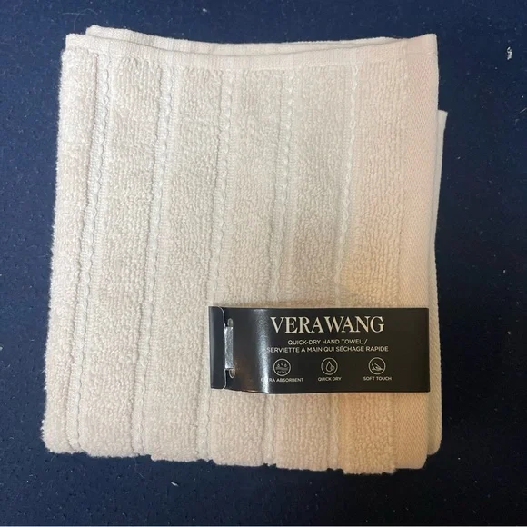 Vera Wang Geo Stitch Hand Towel Cotton Pink Salt White Color OEKO-TEX Standard