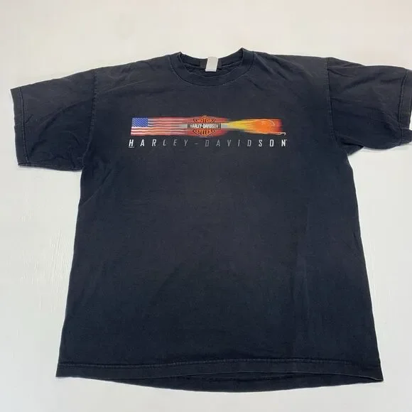 Harley Davidson USA Flame Logo And London, England Warr’s H-D T-Shirt Size XL(L)