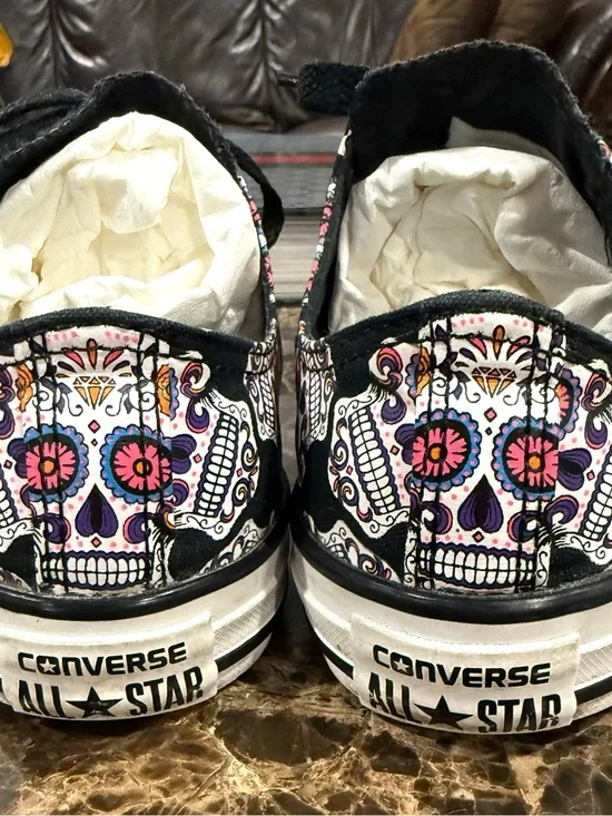 Converse Sugar Skull Dia De Los Muertos Low Top Sneakers Youth 3, Women 5 EU 35!