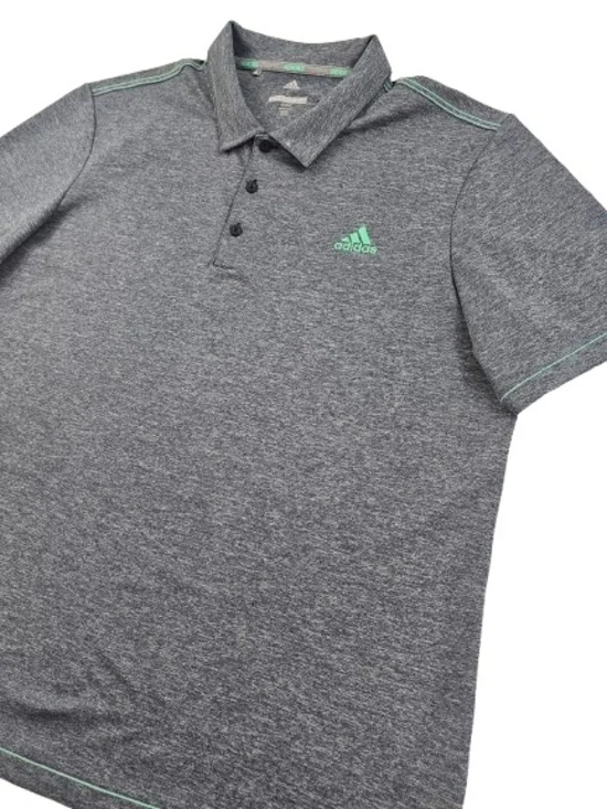 Adidas Golf Polo Teal Contrast Stitching Logo Men's Large Heather Blue Shirt